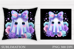 Halloween Iridescent Ghost Pillow. Cute Halloween Pillow Product Image 1