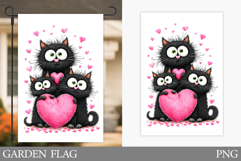 Valentines Cat Garden Flag. Valentines Garden Flag Design Product Image 1