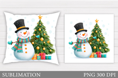 Christmas Snowman Pillow. Christmas Pillow Design Product Image 1