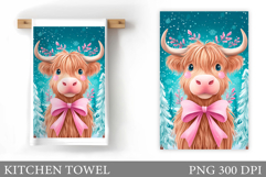 Christmas Cow Kitchen Towel. Christmas Kitchen Towel Design Product Image 1