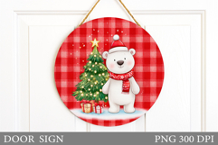 Polar Bear Door Sign Design. Christmas Door Sign Sublimation Product Image 1