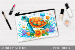 Turtle Cosmetics Bag Design. Sea Turtle Makeup Pouch Product Image 1
