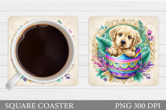 Easter Dog Coaster Design. Easter Coaster Sublimation Product Image 1