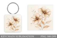 Flowers Keychain Sublimation. Floral Keychain Design Product Image 1