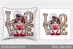 Valentines Gnome Pillow Design. Valentine Pillow Sublimation Product Image 1