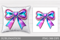 Iridescent Bow Pillow Design. Iridescent Bow Sublimation Product Image 1
