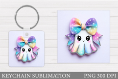 Halloween Keychain Sublimation. Ghost Keychain Design Product Image 1