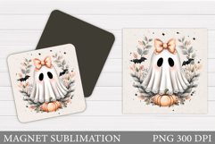 Cute Ghost Magnet Design. Halloween Pumpkin Magnet Product Image 1