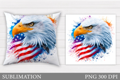 Patriotic Eagle Pillow Design. Patriotic Pillow Sublimation Product Image 1