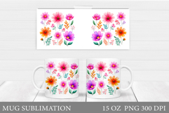 Wildflowers Mug Sublimation. Flowers Mug Wrap Design Product Image 1
