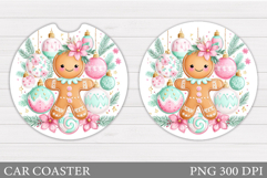 Gingerbread Car Coaster. Christmas Car Coaster Sublimation Product Image 1