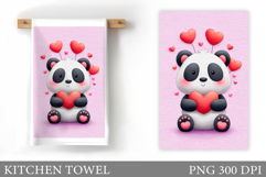 Valentines Panda Kitchen Towel. Valentines Kitchen Towel Product Image 1