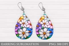 Flowers Teardrop Earring. Wildflowers Earring Sublimation Product Image 1