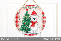 Polar Bear Door Sign Design. Christmas Door Sign Sublimation Product Image 1