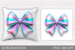Iridescent Bow Pillow Design. Iridescent Bow Sublimation Product Image 1