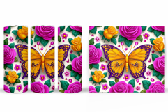 Butterfly Tumbler Sublimation. Flowers Tumbler Design Product Image 2