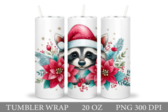 Christmas Raccoon Tumbler. Christmas Tumbler Sublimation Product Image 1