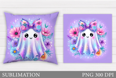 Iridescent Ghost Pillow. Cute Halloween Pillow Design Product Image 1