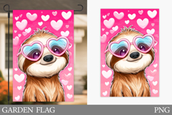 Valentines Sloth Garden Flag. Valentines Garden Flag Design Product Image 1