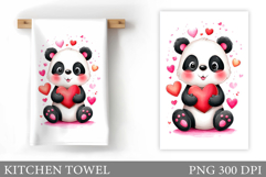 Valentines Panda Kitchen Towel. Valentines Kitchen Towel Product Image 1