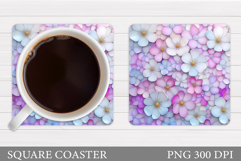 Wildflowers Coaster Design. Floral Coaster Sublimation Product Image 1