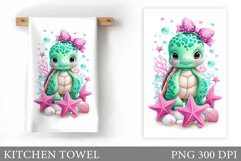 Turtle Kitchen Towel Design. Sea Kitchen Towel Sublimation Product Image 1