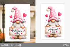 Valentines Gnome Garden Flag. Valentines Garden Flag Design Product Image 1