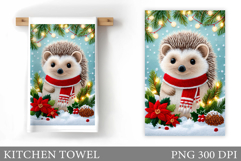 Cute Hedgehog Kitchen Towel. Christmas Kitchen Towel Design Product Image 1