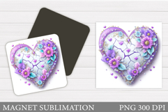 Heart Magnet Design. Valentines Magnet Sublimation Product Image 1