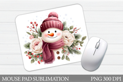 Snowman Mouse Pad Design. Christmas Mouse Pad Sublimation Product Image 1