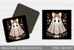 Cute Ghost Magnet Design. Halloween Pumpkin Magnet Product Image 1