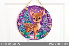 Christmas Deer Door Sign. Christmas Door Sign Sublimation Product Image 1