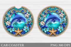 Dolphin Car Coaster Design. Sea Car Coaster Sublimation Product Image 1