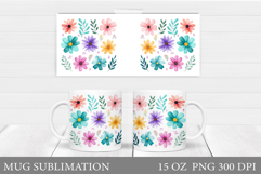 Flowers Mug Sublimation. Wildflowers Mug Design Product Image 1