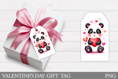Valentines Panda Gift Tag. Valentine Gift Tag Printable Product Image 1