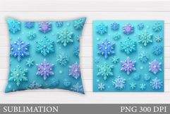 Snowflakes Pillow Design. Winter Pillow Sublimation Product Image 1