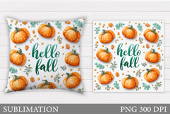 Fall Pumpkin Pillow Design. Fall Leaves Pillow Sublimation Product Image 1
