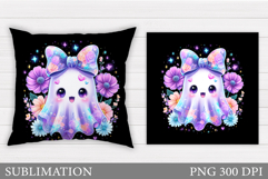 Halloween Iridescent Ghost Pillow. Cute Halloween Pillow Product Image 1