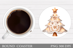 Christmas Tree Coaster Design. Christmas Round Coaster Product Image 1