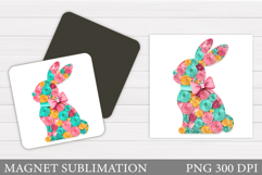 Floral Bunny Magnet Design. Bunny Magnet Sublimation Product Image 1