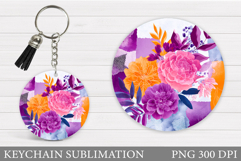 Flowers Keychain Design. Floral Keychain Sublimation Product Image 1