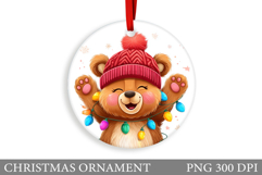Cute Bear Christmas Ornament. Christmas Bear Sublimation Product Image 1