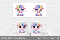 Iridescent Cow Mug Design. Iridescent Cow Sublimation Product Image 1