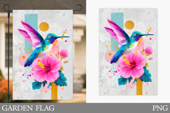 Hummingbird Garden Flag. Bird Garden Flag Sublimation Product Image 1