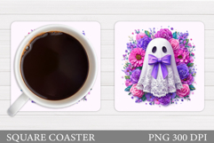Ghost Coaster Design. Halloween Coaster Sublimation Product Image 1