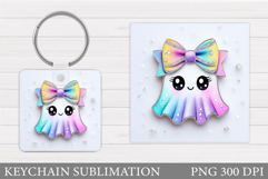 Halloween Keychain Sublimation. Ghost Keychain Design Product Image 1