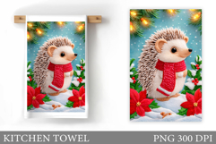 Christmas Hedgehog Kitchen Towel. Christmas Kitchen Towel Product Image 1