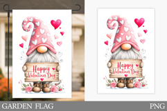 Valentines Gnome Garden Flag. Valentines Garden Flag Design Product Image 1