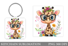 Cute Giraffe Keychain Design. Cute Giraffe Subliation Product Image 1