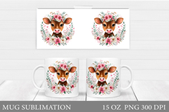 Cute Cow Mug Sublimation. Summer Cow Mug Wrap Design Product Image 1